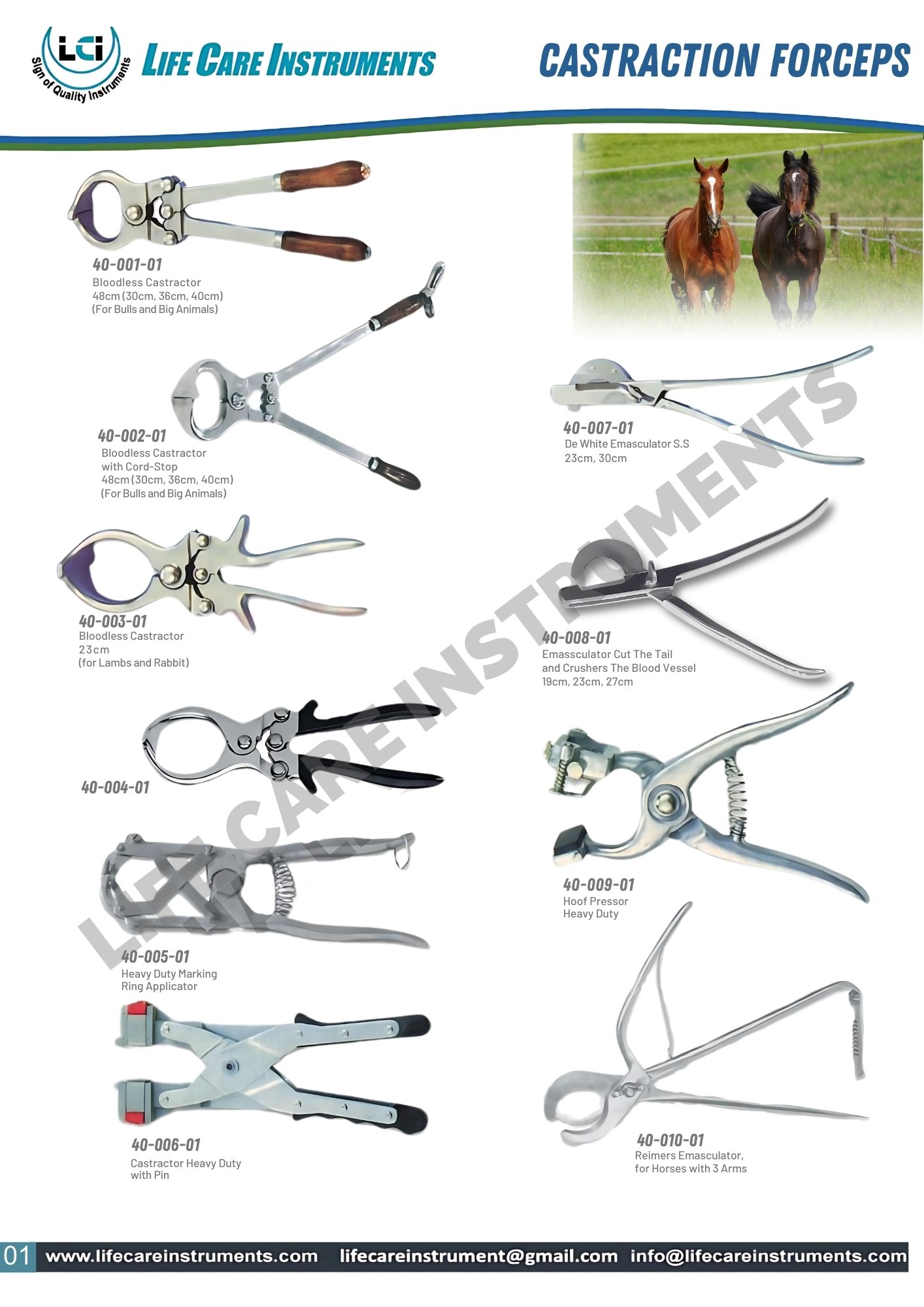 Shop our top-quality Life Care Instruments including castration forceps and veterinary tools designed specifically for bulls, horses, and livestock. Ensure the well-being of your animals with durable and reliable tools trusted by professionals worldwide. Perfect for any farm or ranch owner seeking premium care for their livestock.