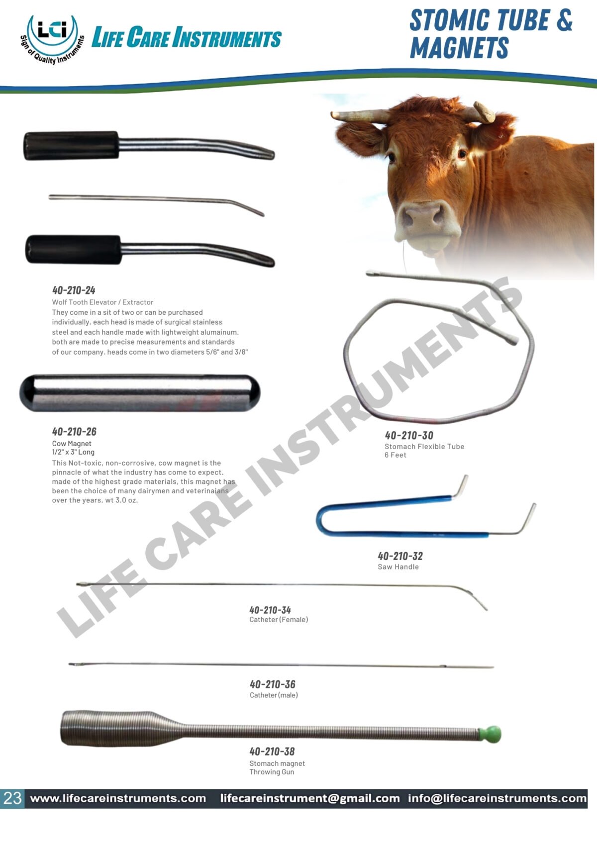Enhance your livestock treatment routine with our veterinary stomach tube and magnets set from Life Care Instruments. These essential tools are designed to provide efficient care and assist in maintaining the health of your animals. Upgrade your livestock treatment arsenal today!